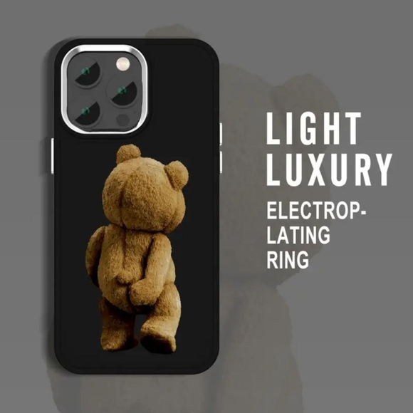 Bear Pattern Shockproof Printed Case For iPhone 14 Pro Max - BLACK - Picture 3 of 3